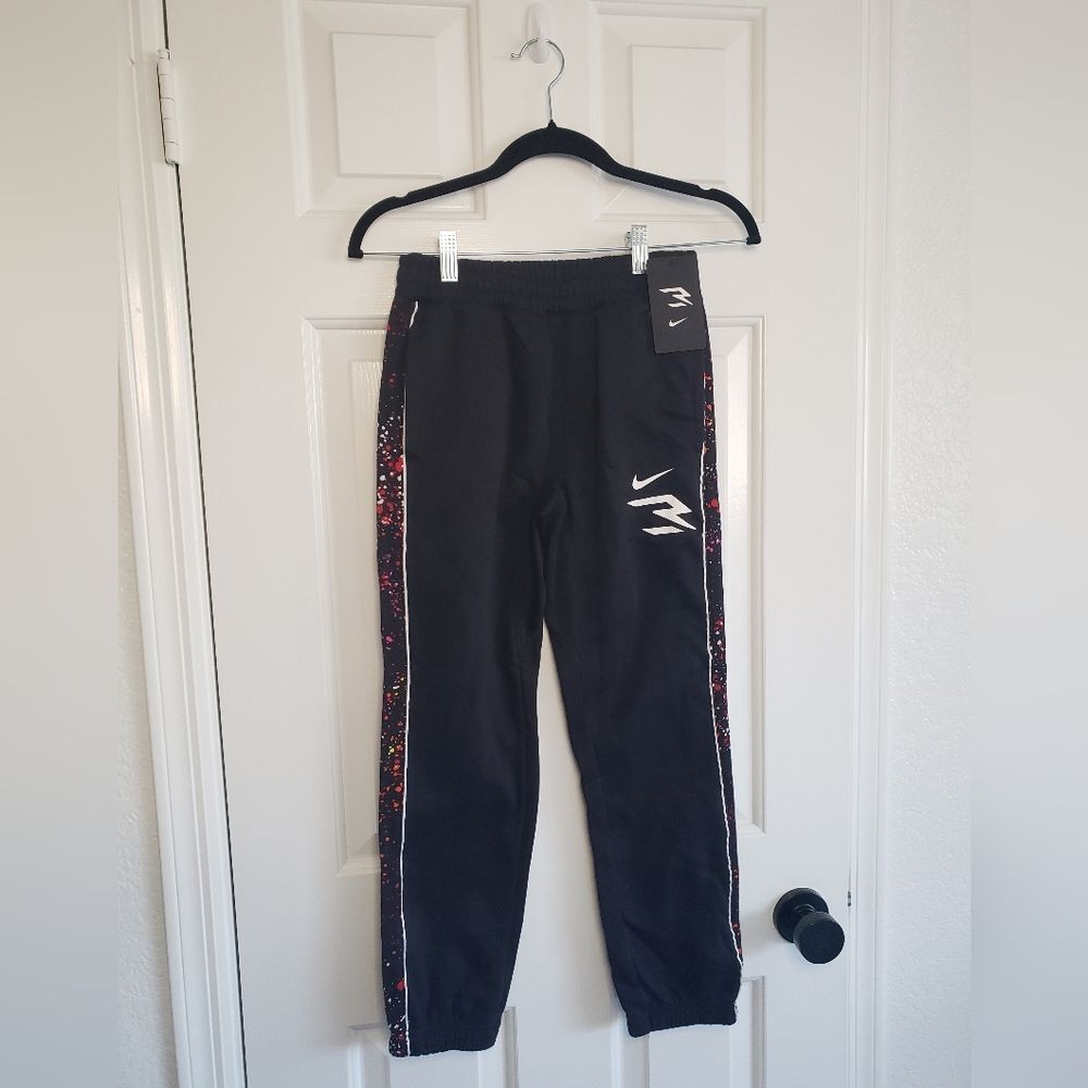 Nike 3BRAND by Russell Wilson Boy's Black Multi Fleece Pants (9Q0147-023) Size M
